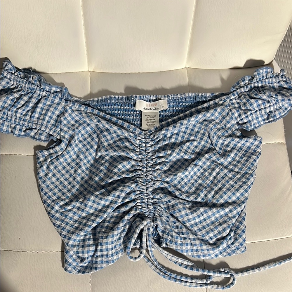 URBAN Romantics Blue and White Gingham Tank Top